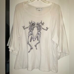 Wildfox White Dancing Skeleton Graphic Women's Top